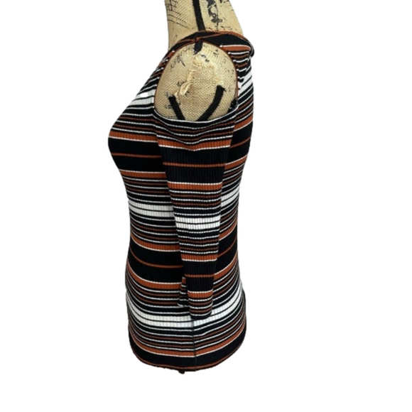 Free People Striped Ribbed Cold Shoulder Top - Picture 8 of 13